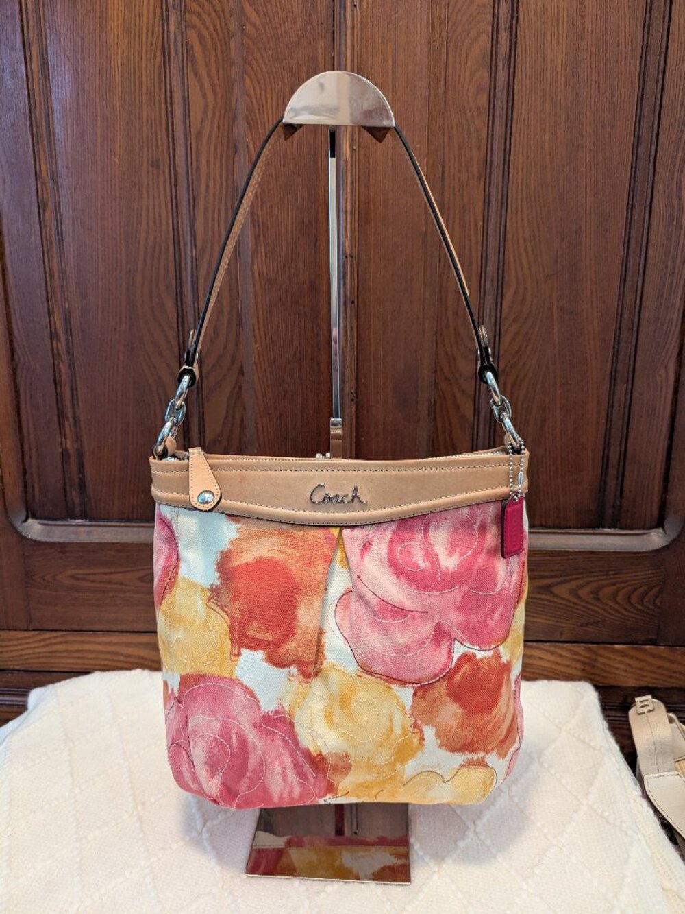 Coach Ashley Hippie Hobo Canvas Watercolor bag